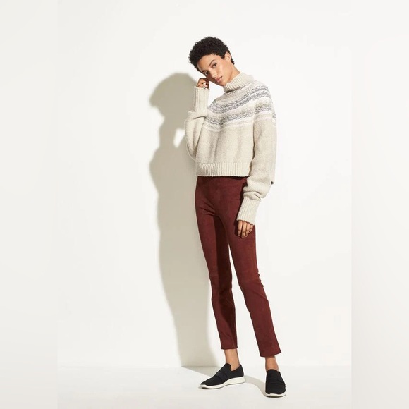 Vince Pants - Vince Stretch Suede Split Hem Crop Jasper